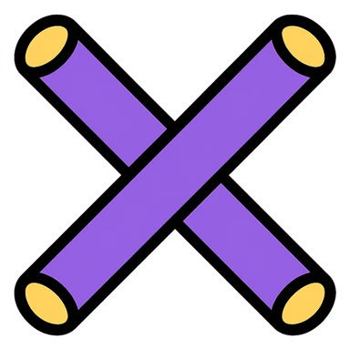 two purple pool noodles crossed to form an X, simple icon sticker