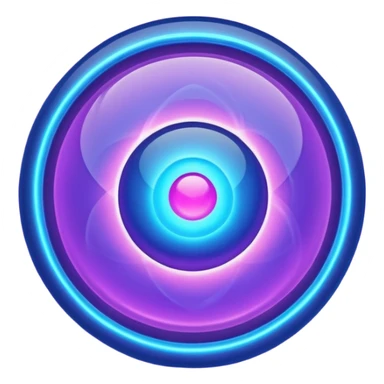 glowing sphere with blue and purple light inside, symbol of energy core, dark background, emoji style, 1:1 sticker