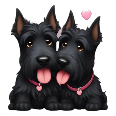 Two black Scottish terrier kissing sticker