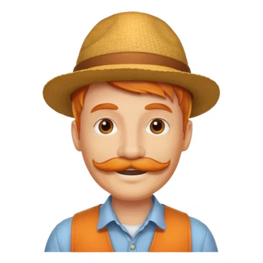 orange-haired mustache man with hat sticker