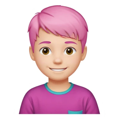 Cute kid with short pink hair and smile, half body sticker