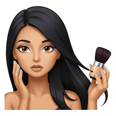 getting ready, putting makeup on, long black hair tanned woman, sexy sticker