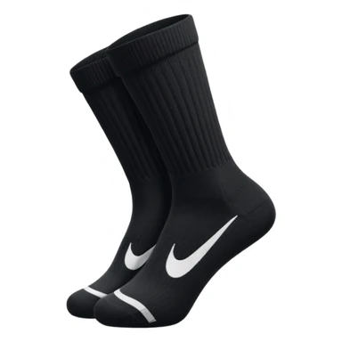 black football sock with white Nike tick, classic crew style sticker