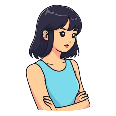 young woman with black hair, 25 years old sticker