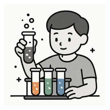 school subject chemistry, test tubes with colorful liquids, educational atmosphere, minimalist style sticker