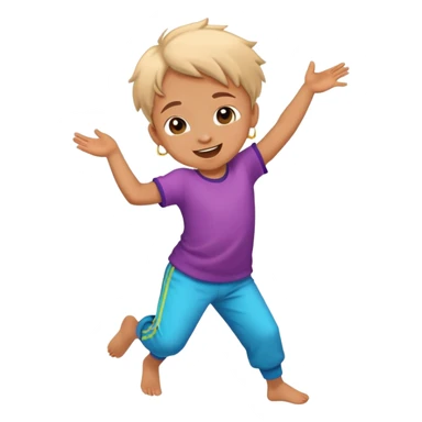 child dancing joyfully, colorful and energetic sticker
