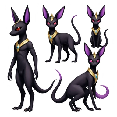 Shiny Dark Edgy Gothic Gloomy Futuristic Salandit-Umbreon-Espeon-Anubis-Hybrid (Full body) sticker