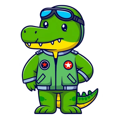 crocodile as a bomber pilot sticker