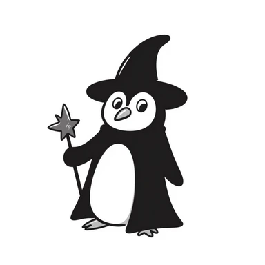 A penguin wizard sticker