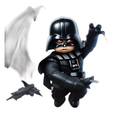 Chucky as Darth vader on a dragon flying to the death star sticker