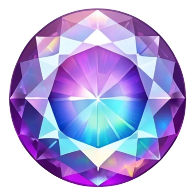 round cut purple opal gemstone with brilliant faceting and holographic rainbow fire within sticker