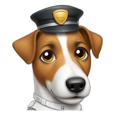 a jack russell terrier dog who works as a switchman and wears a bulletproof vest sticker