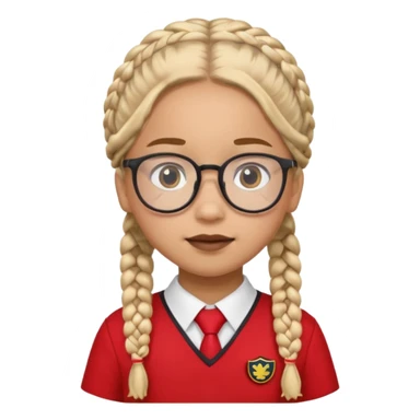 red uniform wearing scout kid with braids and glassess sticker
