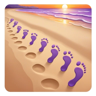 beach sunset. Two sets of footprints—one baby footsteps, the other larger childhood self and inner child sticker