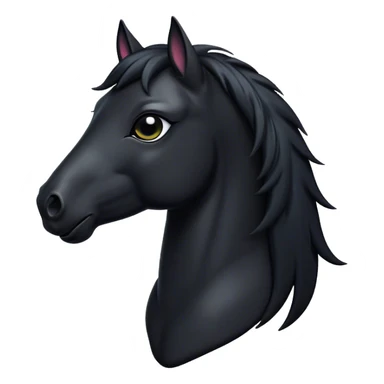 Cinematic Comical Black Horse Portrait Emoji, Head tilted dramatically with an exaggeratedly amused expression, featuring a striking jet-black fur with a glossy finish and wide, expressive dark eyes filled with playful disbelief, Simplified yet hilariously expressive features, highly detailed, glowing with a slightly sassy glow, high shine, dramatic yet playful, stylized with an air of cheeky mischief, bright and endearing, soft glowing outline, capturing the essence of a spirited and over-the-top horse, so meme-worthy it feels like it could side-eye its way into internet fame instantly! sticker