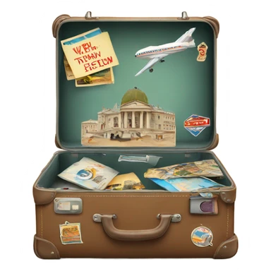 suitcase with vintage travel stickers sticker
