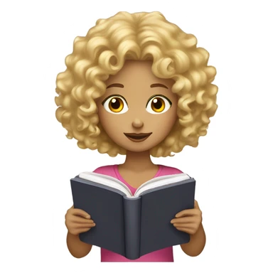 Blonde curly haired girl reading kindle  sticker