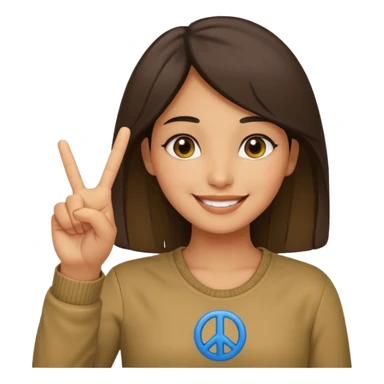 smiling girl with peace sign\ sticker