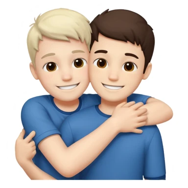 Two boy friends hug white  sticker