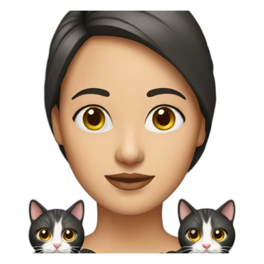 woman with three cats sticker