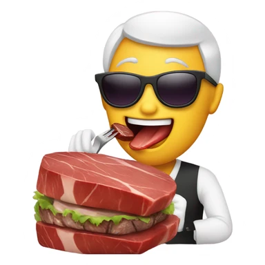 cool emoji eating steak sticker