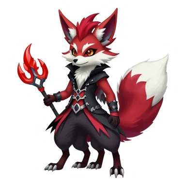 Shiny Exotic Gothic Badass Anthropomorphic Delphox-Zoroark-Zangoose-hybrid-creature sticker