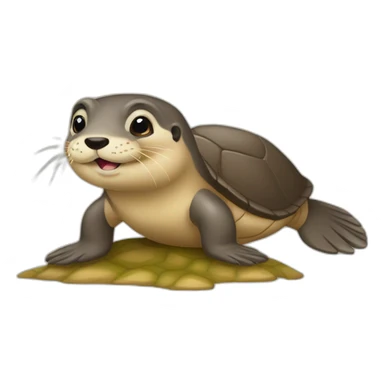 une loutre sur une tortue sticker