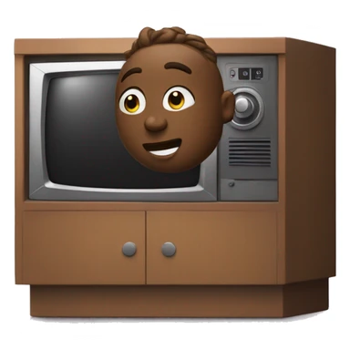 A character climbs out of the TV sticker
