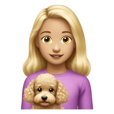 Blond 6 years old girl with soft toy poodle sticker