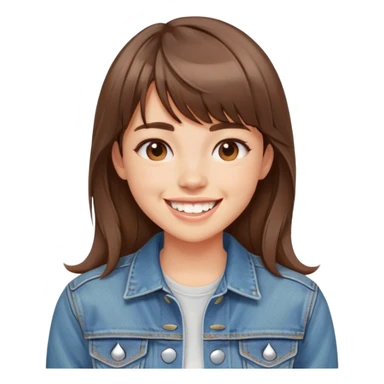 Brown hair girl with buck teeth and bangs sticker