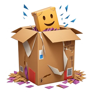 Generate a realistic emoji of a package being desgtroyed  sticker