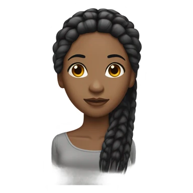 black woman with long black straight braids and lashes sticker
