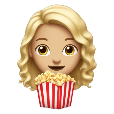 Blonde girl with a popcorn sticker