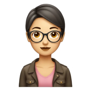 Fille asiatique avec cheveux bruns au carré et avec des lunettes rondes sticker