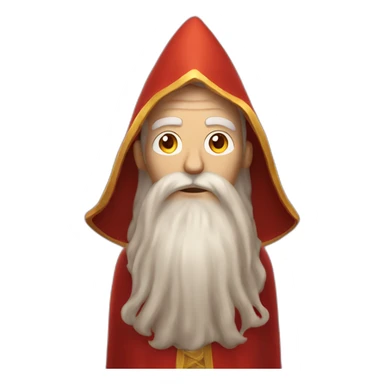 enlightened wizard with a robe over his head and long brown hair and beard with eyes glowing red from energy sticker