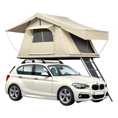 BMW 1 series white with a roof tent  sticker