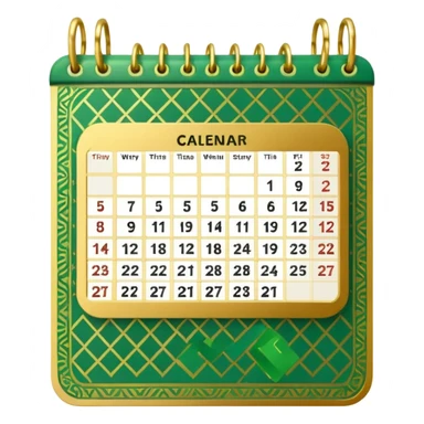calendar check with golden and green colours sticker