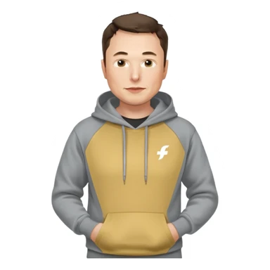 elon musk in gray hoodie full height sticker