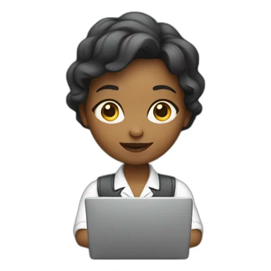 gal working on laptop sticker