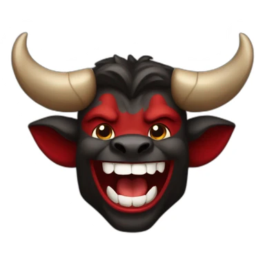 laughing black and red Minotaur sticker