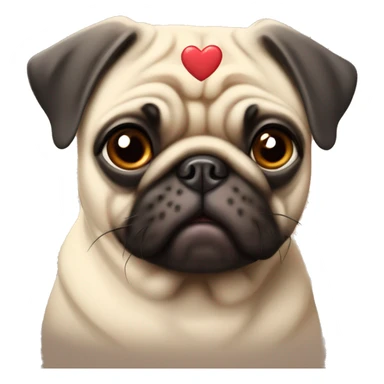 pug with hearts on his head sticker