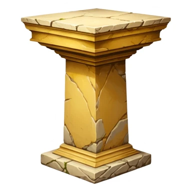 Greek yellowish old ish pedestal that’s not too long a bit short. Only 1 pedestal sticker