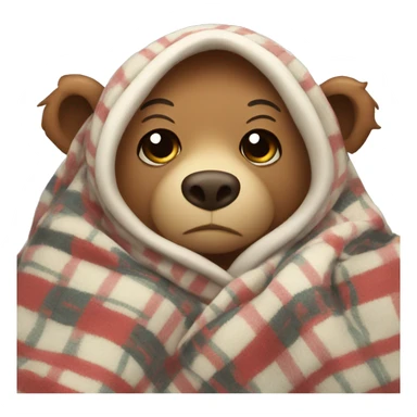 bear cozy in blanket sticker