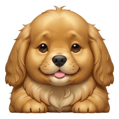 Cinematic Meme-Worthy Chubby Sleeping Gold Cocker Spaniel Portrait Emoji, Head resting peacefully with a contented smile, showcasing a delightfully chubby build and a luxuriously soft golden coat, eyes shut in a serene nap, Simplified yet hilariously adorable features, highly detailed, glowing with a soft, drowsy light, high shine, relaxed and utterly lovable, stylized with an air of playful laziness, bright and heartwarming, soft glowing outline, capturing the essence of a comically sleepy companion, so meme-worthy it feels like it could instantly become the next viral sensation of adorable slumber! sticker