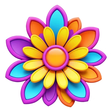 3D, Psychedelic colored flower power sign sticker