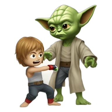 Yoda boxing with chucky sticker