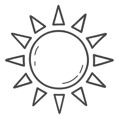 simple pink sun hand drawn outline icon sticker