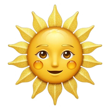 sun in 2d golden glitter in colour sticker