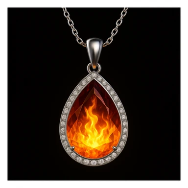 Add a yellow fiery light to the teardrop ruby pendant, representing transformation and rebirth sticker