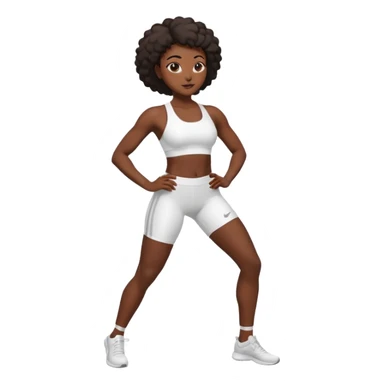 darkskin back woman in white sportswear Fit body focus chin to thigh sticker